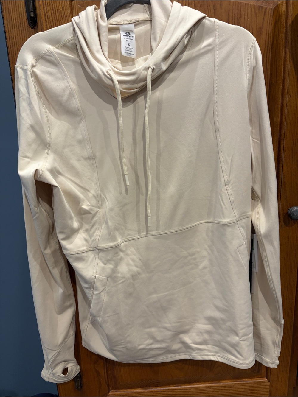 NWT Mono B Cream Cowl Neck active Hoodie size small